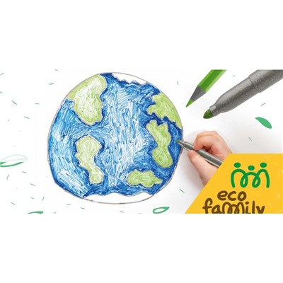 Карандаши 12 цветов Carioca Tita EcoFamily, пластиковые, заточенные, картон, с заботой о природе, европодвес