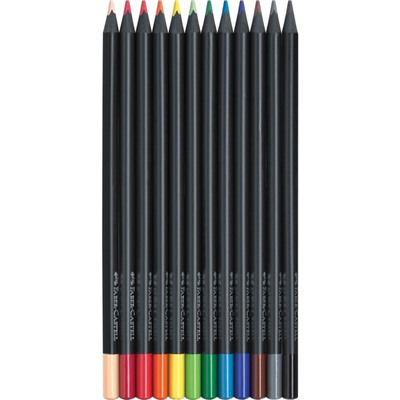 Карандаши цветные Faber-Castell Black Edition, 12 цветов, трехгранные, черное дерево, заточенные, в картонной коробке