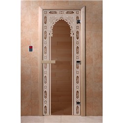 Дверь «Восточная арка», размер коробки 200 × 80 см, правая, цвет бронза