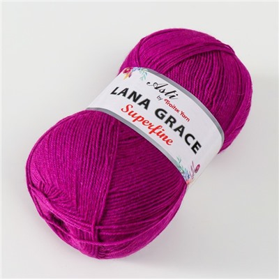 Пряжа "Lana Grace Superfine" 25% шерсть мериноса, 75% акрил 610м/100гр (1643, яркая сирень)