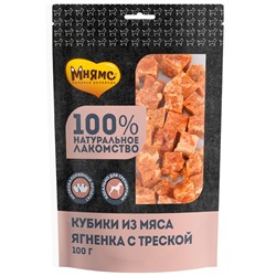 Лакомство "Мнямс" для собак кубики из мяса ягненка с треской, 100 г