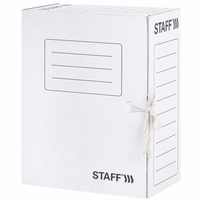 Папка архивная с завязками, картонная А4 325*250мм "STAFF" белая (128875) до 1400л.
