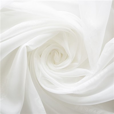 Тюль, размер 200х260 см, тиснение роза, цвет молочный, вуаль