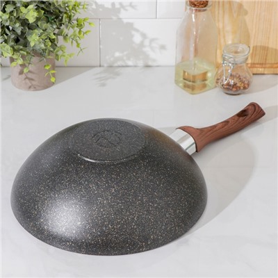 Сковорода wok Granit ultra, d=28 см, пластиковая ручка, h = 9.5 см, антипригарное покрытие, цвет чёрный