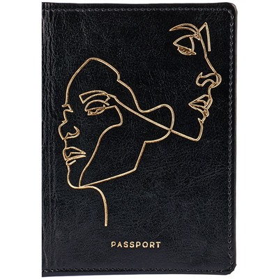 Обложка "Паспорт" OfficeSpace "Life line" (311103) иск. кожа гладкая, тиснение фольгой, черная
