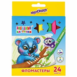 Фломастеры 24цв ЮНЛАНДИЯ "ЗАБАВНЫЕ КАРТИНКИ, вентилируемый колпачок, картон 151680