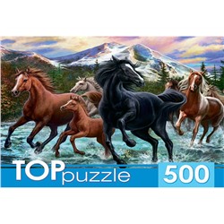 TOPpuzzle  500 элементов "Табун лошадей в горах" (ХТП500-6812)