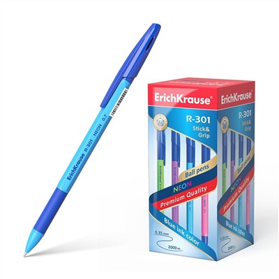 Ручка шар. ErichKrause "R-301 Neon" (42751) синяя, 0.7мм, неоновый корпус ассорти
