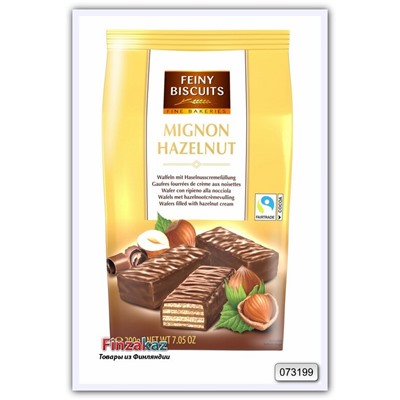 Вафли с орехово-кремовой начинкой в какао глазури Mignon wafers filled with hazelnut cream 200 гр