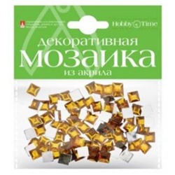 Мозаика декоративная из акрила 8х8 мм (100шт) ТЕМНО-ЖЕЛТАЯ 2-334/07 Альт {Китай}