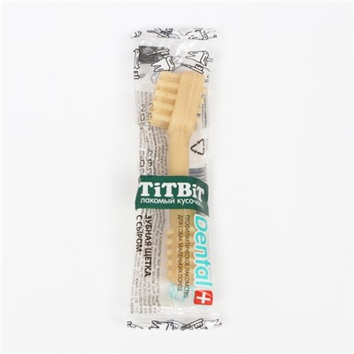 ДЕНТАЛ+ Зубная щетка для собак Titbit для маленьких пород, с сыром