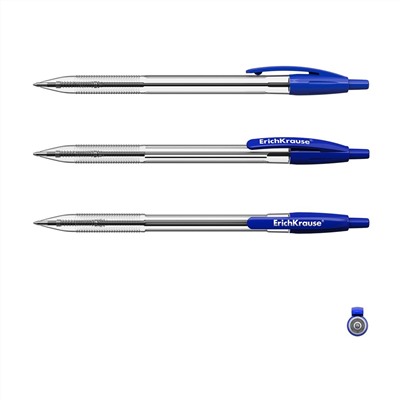 Ручка шар. автомат. ErichKrause "R-301 Classic" (38509) синяя, 1мм, прозрачный корпус