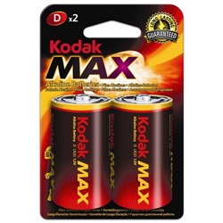 Батарейка LR20 "Kodak MAX", алкалиновая, на блистере BL2