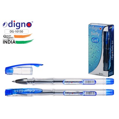 Ручка гелевая DIGNO "Selfy" (DG-10150) синяя, 0.5мм, прозрачный корпус