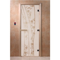 Дверь «Весна цветы», размер коробки 190 × 70 см, правая, цвет сатин