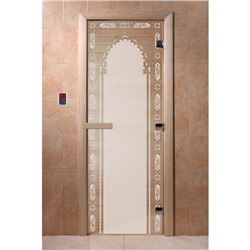 Дверь «Восточная арка», размер коробки 190 × 70 см, правая, цвет сатин