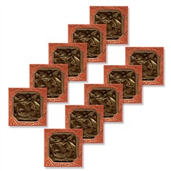 Набор новогодних барельефных элитных шоколадок 10 шт. Драконы (квадраты 46 мм.)