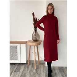 2977 Платье-свитер бордовое из мягкого трикотажа