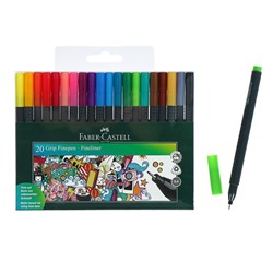 Набор ручек капиллярных 20 цветов Faber-Castell GRIP 0.4 мм, в пластиковом футляре