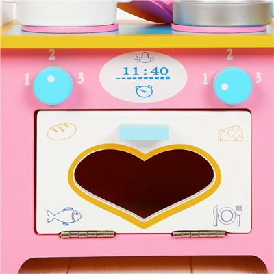 Игровой набор «Кухня с сердечком», деревянная посуда в наборе