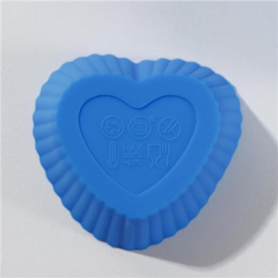 Набор форм для выпечки Доляна «Риб. Сердце», 3 шт, 9×4 см, 7×3,5 см, 5×2,5 см, цвет голубой
