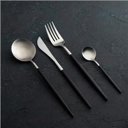 Набор столовых приборов Magistro «Фолк», 4 предмета, цвет меткалла серебряный, чёрные ручки