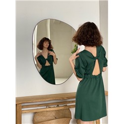 5717 Платье с декоративными узлами зелёное