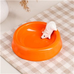 Миска "Белая мышка", оранжевая, керамика, 0.2 л
