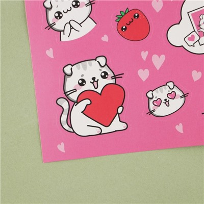 Наклейки бумажные «Милый котик», 14 × 21 см