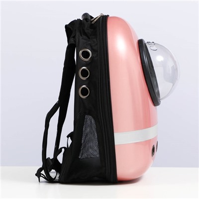 Рюкзак для переноски с окном для обзора и светоотражающей полосой, 32 х 26 х 44 см, розовый 283075