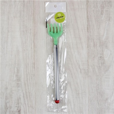Массажёр - чесалка, универсальный, с раздвижной ручкой, 23/48 см, цвет серебристый/зелёный