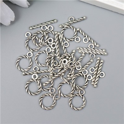 Декор металл для творчества замочек "Верёвка кольцо" серебро 4073M012 1,5х1,1 см