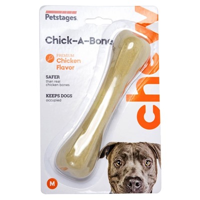 Игрушка Petstages Chick-A-Bone "Косточка" для собак, средняя, с ароматом курицы, 14 см