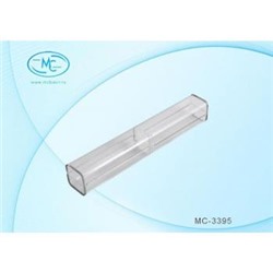 Футляр для ручки 15,5х3 см MC-3395 прозрачный прямоугольный пластиковый корпус, силиконовый держатель Basir {Китай}