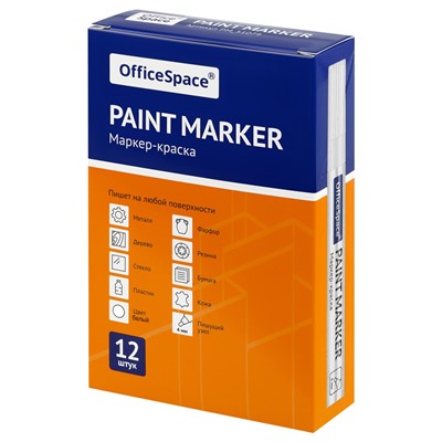 Маркер-краска лаковый OfficeSpace, белый 1-4мм (PM_51070) на нитрооснове