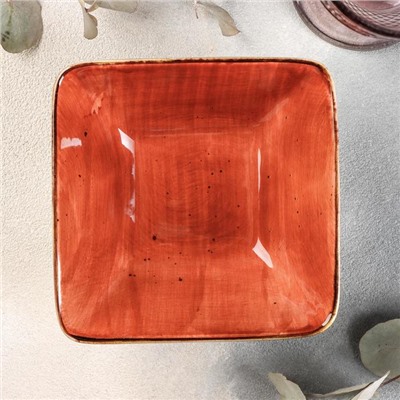 Салатник квадратный «Сапфир», 14×5,5 см, цвет оранжевый