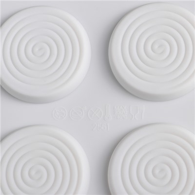 Форма для муссовых десертов и выпечки Доляна «Гипноз», 30×17,5×0,5 см, 15 ячеек, d=4,5 см, цвет белый