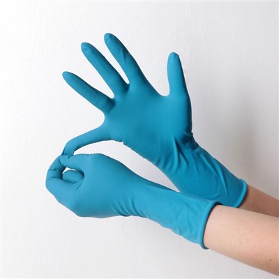 Перчатки латексные неопудренные High Risk, смотровые, нестерильные, текстурированные, размер M, 31,4 гр, 50 шт/уп, цена за 1 шт, цвет голубой