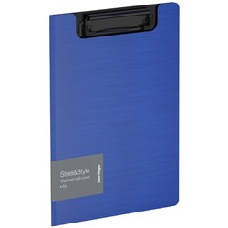 Доска-планшет с зажимом и крышкой А5+ Berlingo "Steel&Style", пластик (полифом) (PPf_94002) 1800мкм, синяя/черная