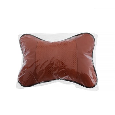 Подушка автомобильная для шеи, экокожа, 18×25 см, коричневый