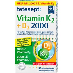 tetesept Vitamin K2 + D3 Mini Tabletten 30St. Тетесепт Витамин K2 + D3