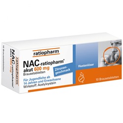 NAC-ratiopharm (Нак-ратиофарм) akut 600 Hustenloser Brausetabletten 10 шт