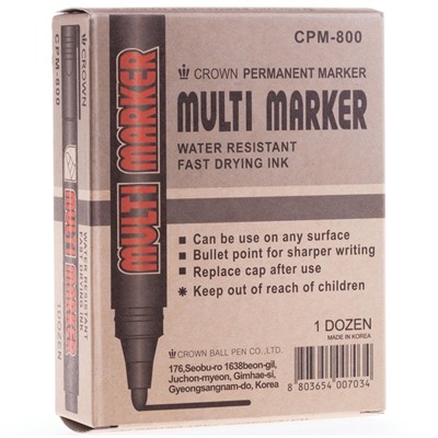 Маркер CROWN "Multi marker" черный перм., шир. линии 3мм (СРМ-800)