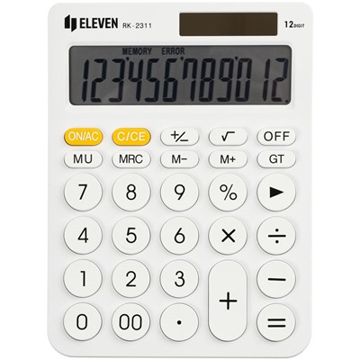 Калькулятор настольный ELEVEN RK-2311-WH, 12-разрядный, 143*192*26мм, дв.питание, белый