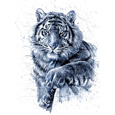 Картина по номерам на холсте "Черно-белый тигр" 40*50см (ХК-6867)