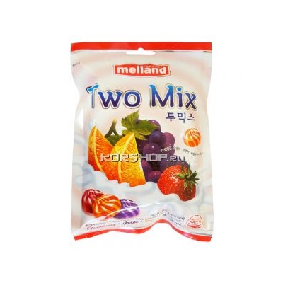 Молочно-фруктовая карамель Two Mix Melland (клубника, виноград, апельсин), Корея, 100 г