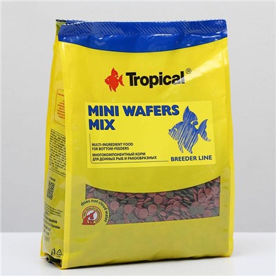 Корм Tropical Mini Waffers Mix для донных рыб и ракообразных, разноцветные чипсы, 1 кг