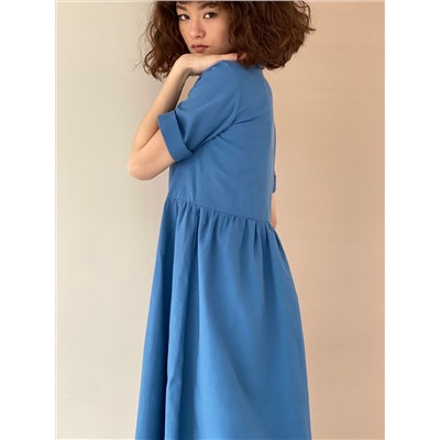 4571 Платье-миди в тёмно-голубом цвете
