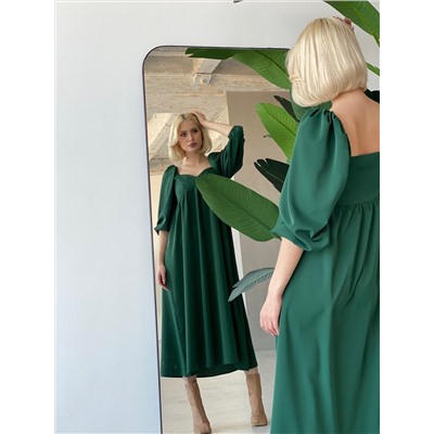 6114 Платье-миди с пышными рукавами "emerald"