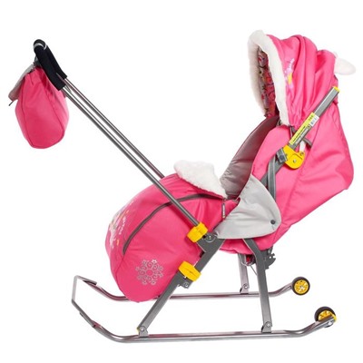 Санки коляска «Ника детям 6», цвет розовый